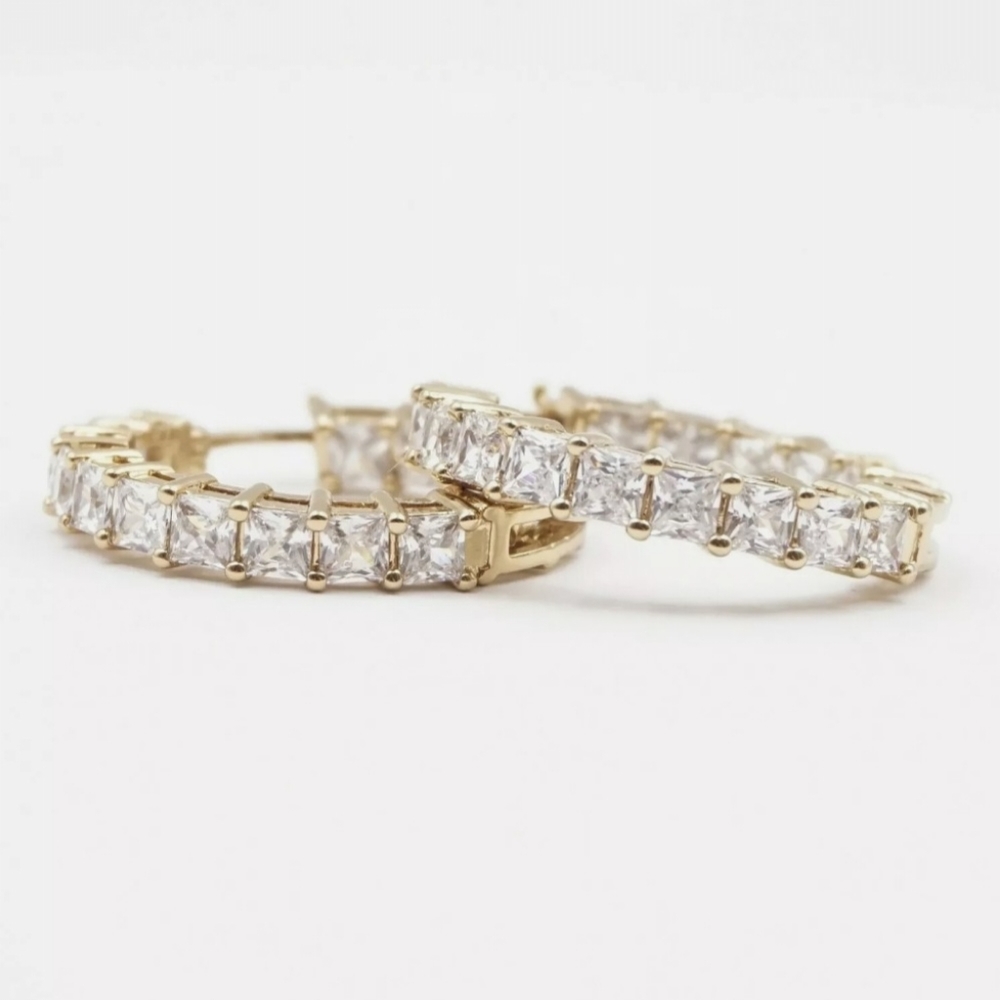 Jacklyn Roxanne Glamour Sparkling Hoops Earrings WOW - Picture 3 of 6